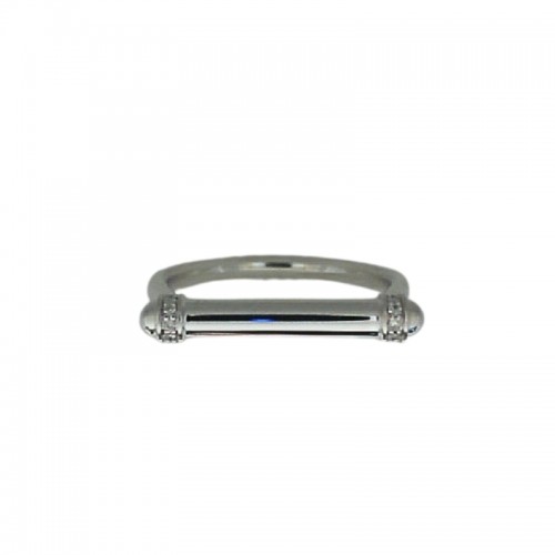 14K WHITE GOLD ROUND BAR RING WITH .05CTTW ROUND SI CLARITY & GH COLOR DIAMONDS ONTHE ENDS