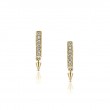 14K YELLOW GOLD DAINTY RETURN SANS EARRINGS WITH ARROWWITH .12CTTW ROUND SI CLARITY & GH COLOR DIAMONDS ON 14K ROSE GOLD POSTS