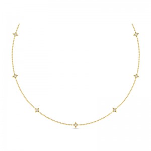 14K YELLOW GOLD "ESTRELLA" 18/20" CABLE CHAIN WITH .35CTTW ROUND SI CLARITY & G COLOR DIAMONDS SET IN THE 7 STAR STATIONS