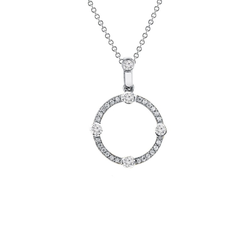 14K WHITE GOLD SMALL CARDINALS SANS PENDANT WITH .34CTTW ROUND SI CLARITY & GH COLOR DIAMONDS ON A 16