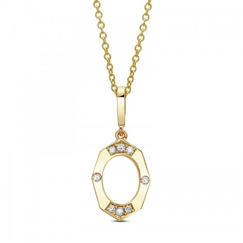 14K YELLOW GOLD DAINTY AFFINITY PENDANT WITH .05CTTW ROUND SI CLARITY & GH COLOR DIAMONDS ON A 16