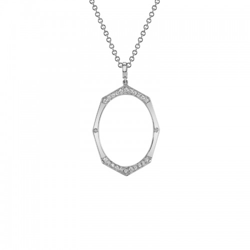 14K WHITE GOLD LARGE AFFINITY SANS PENDANT WITH .16CTTW ROUND SI CLARITY & GH COLOR DIAMONDS ON 16