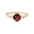 14K YELLOW GOLD 6MM BEZEL SET SQUARE GARNET RING WITH .05CTTW ROUND SI CLARITY & GH COLOR DIAMONDS