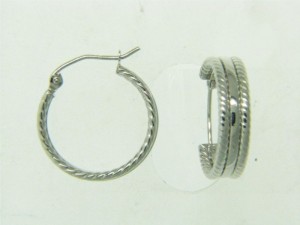 14K WHITE AND YELLOW DOUBLE OVAL HOOP EARRINGS