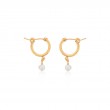 DEE BERKLEY GOLD FILLED SMALL CHUNKY HOOPS WITH PEARL GEMSTONE DROPS