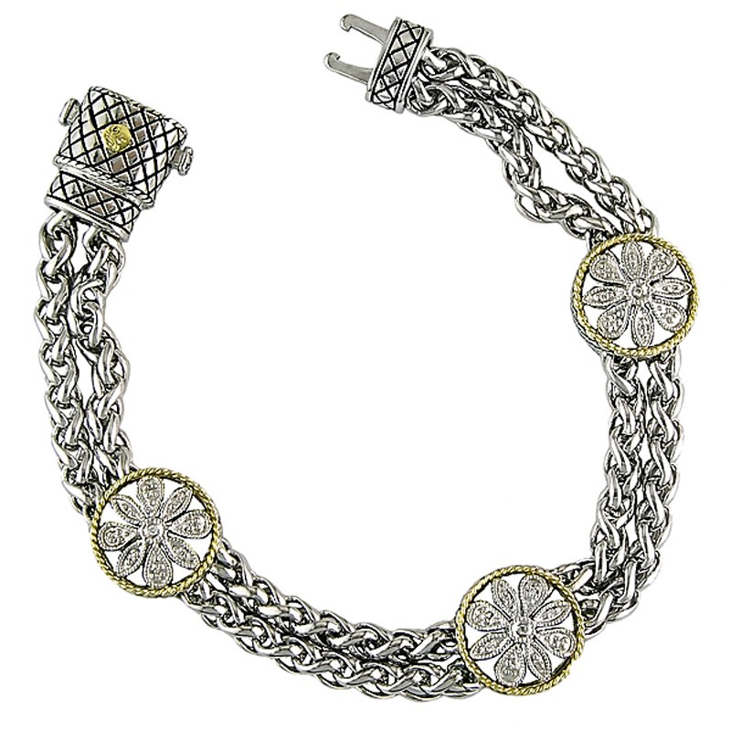 Tesoro Round Pave Diamond Bracelet (18k Silver Dia Flower Bracelet)