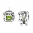 Sterling Silver Fleur De Lis Cushion Bezel Peridot Earring (Silver Peridot Earrings)