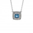 Sterling Silver Fleur De Lis Cushion Bezel Blue Topaz Necklace (Silver Blue Topaz Necklace)