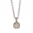 Andrea II Round Pave Diamond Pendant (18k Silver Dia Antique Look Sq Pendant)