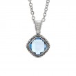 Sterling Silver Lazo De Colores Cushion Bezel Blue Topaz Necklace (Silver Blue Topaz/Diamond Necklace)