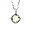 Sterling Silver Lazo De Colores Cushion Bezel Lemon Quartz Necklace (Silver Lemon Quartz/Diamond Necklace)