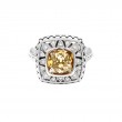 Sterling Silver Lazo De Colores Cushion Bezel Citrine Ring (Silver Diamond/Citrine Ring)