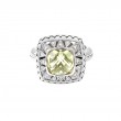 Sterling Silver Lazo De Colores Cushion Bezel Lemon Quartz Ring (Silver Diamond/Lemon Topaz Ring)