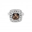 Sterling Silver Lazo De Colores Cushion Bezel Smoky Quartz Ring (Silver Diamond/Smoky Quartz Ring)