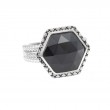 Sterling Silver Trebol Hexagon Bezel Onyx Ring (Silver Onyx/Diamond Ring)