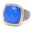 Trebol Cushion Bezel Blue Agate Ring (18k/Silver Blue Agate Doublet Ring)