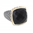 Trebol Cushion Bezel Onyx Ring (18k Silver Cushion Onyx Ring)