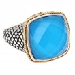 Trebol Cushion Bezel Turquoise Ring (18k Silver 17 Mm Cushion Tq Doublet Ring)