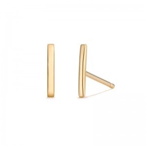 AURELIE GI "SAL" 14K YELLOW GOLD BAR STUD EARRINGS