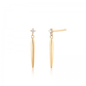 AURELIE GI "JOSEPHINE" 14K YELLOW GOLD DAGGER EARRINGS