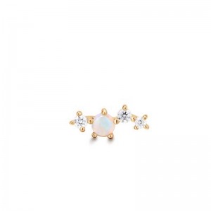 AURELIE GI "VENUS" 14K YELLOW GOLD SINGLE POST EARRING WITH OPAL AND DIAMOND