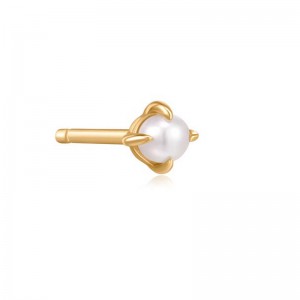 AURELIE GI "EVANGELINE" 14K YELLOW GOLD SINGLE WHITE PEARL STUD EARRING