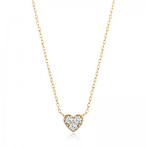 AURELIE GI 14K YELLOW GOLD DIAMOND HEART NECKALCE ON A 16/17/18" CHAIN