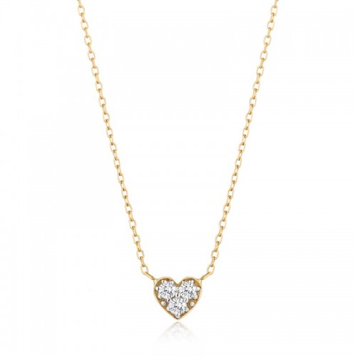 AURELIE GI 14K YELLOW GOLD DIAMOND HEART NECKALCE ON A 16/17/18