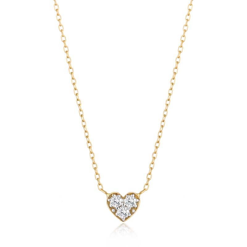 AURELIE GI 14K YELLOW GOLD DIAMOND HEART NECKALCE ON A 16/17/18