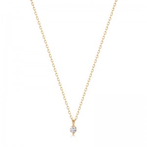 AURELIE GI "ESME" 14K YELLOW GOLD FLOATING DIAMOND SOLITAIRE NECKLACE