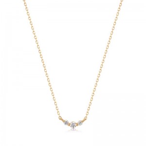 AURELIE GI "INEZ" 14K YELLOW GOLD TRIPLE DIAMOND NECKLACE