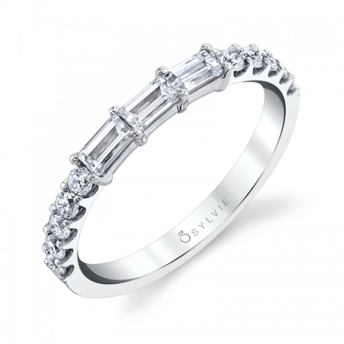 Stackable Baguette Wedding Band