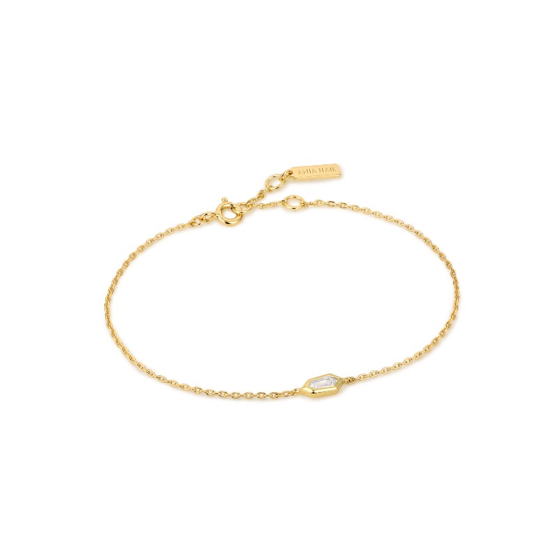 http://nfoxjewelers.bluestar-apps.com/upload/product/ANIA HAIE 14K GOLD PLATED ON STERLING SILVER SPARKLE EMBLEM CHAIN BRACELET