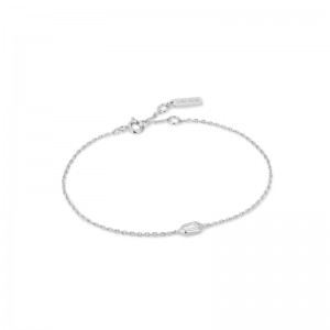 ANIA HAIE STERLING SILVER SPARKLE EMBLEM CHAIN BRACELET