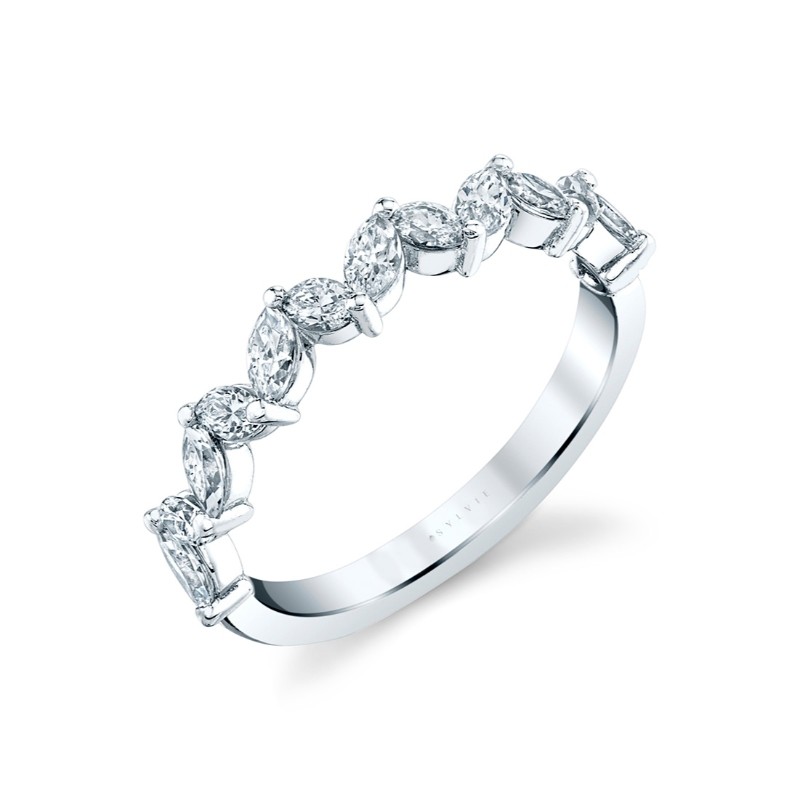 Alternating Angle Marquise Wedding Band