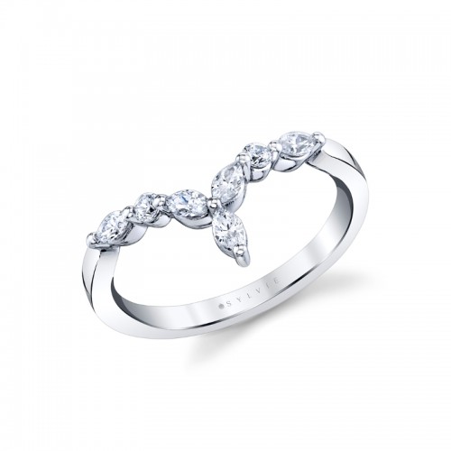 Marquise and Round Curved Wedding Band