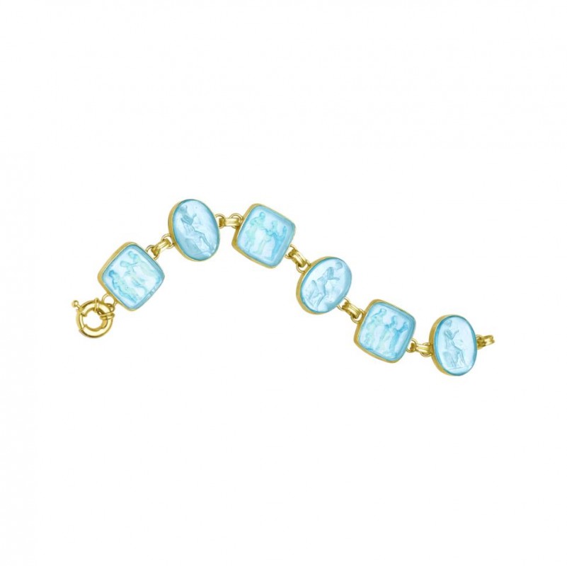 14kt Yellow Gold Venetian Glass Diana & Three Graces Bracelet