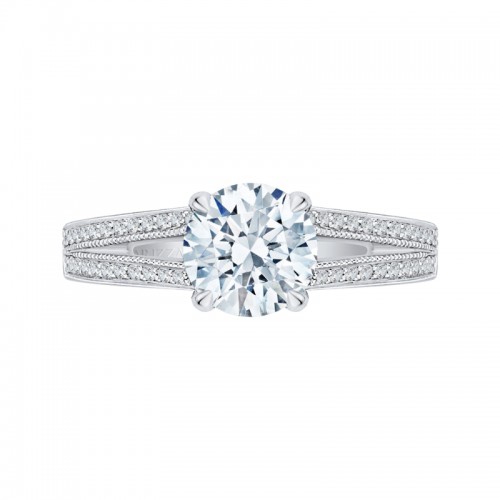 Split Shank Round Diamond Engagement Ring in 14K White Gold (Semi-Mount)