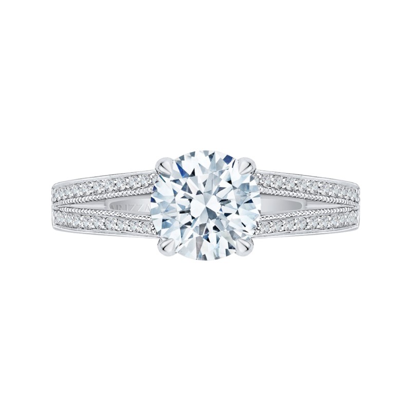 Split Shank Round Diamond Engagement Ring in 14K White Gold (Semi-Mount)