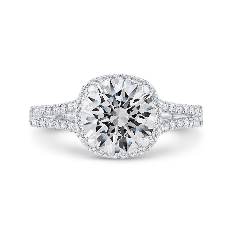 Diamond Halo Engagement Ring in 14K White Gold (Semi-Mount)