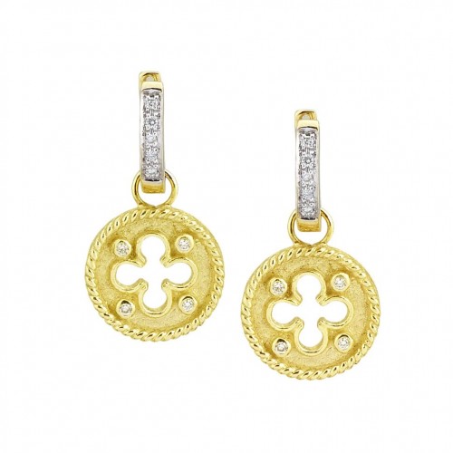 14kt Yellow Gold Clover Shield Diamond Earring Charms