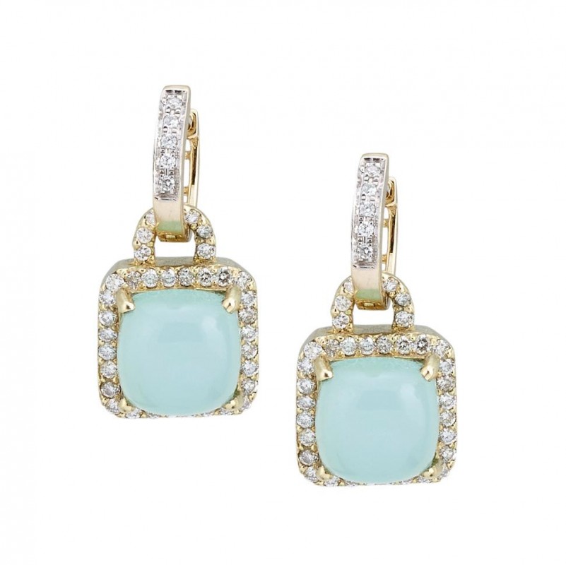 14kt Yellow Gold Chalcedony & Diamond Earring Charms