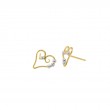 SARATOGA JEWELS STERLING SILVER AND YELLOW GOLD FILLED DEW DROP HEART POST EARRINGS