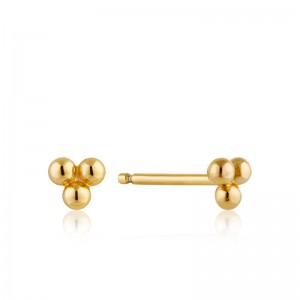 ANIA HAIE 14K GOLD PLATED ON STERLING SILVER MODERN TRIPLE BALL STUD EARRINGS