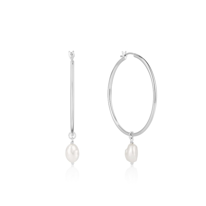 http://nfoxjewelers.bluestar-apps.com/upload/product/ANIA HAIE STERLING SILVER PEARL HOOP EARRINGS