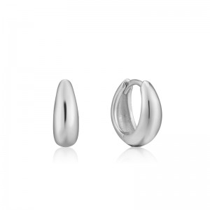 ANIA HAIE STERLING SILVER LUXE HUGGIE HOOP EARRINGS