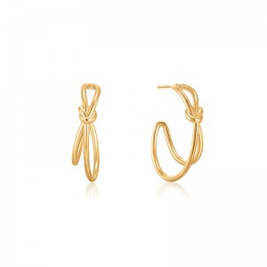 ANIA HAIE 14K GOLD PLATED ON STERLING SILVER KNOT STUD HOOP EARRINGS