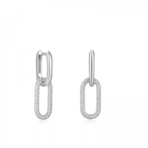 ANIA HAIE STERLING SILVER ROPE OVAL DROP EARRINGS