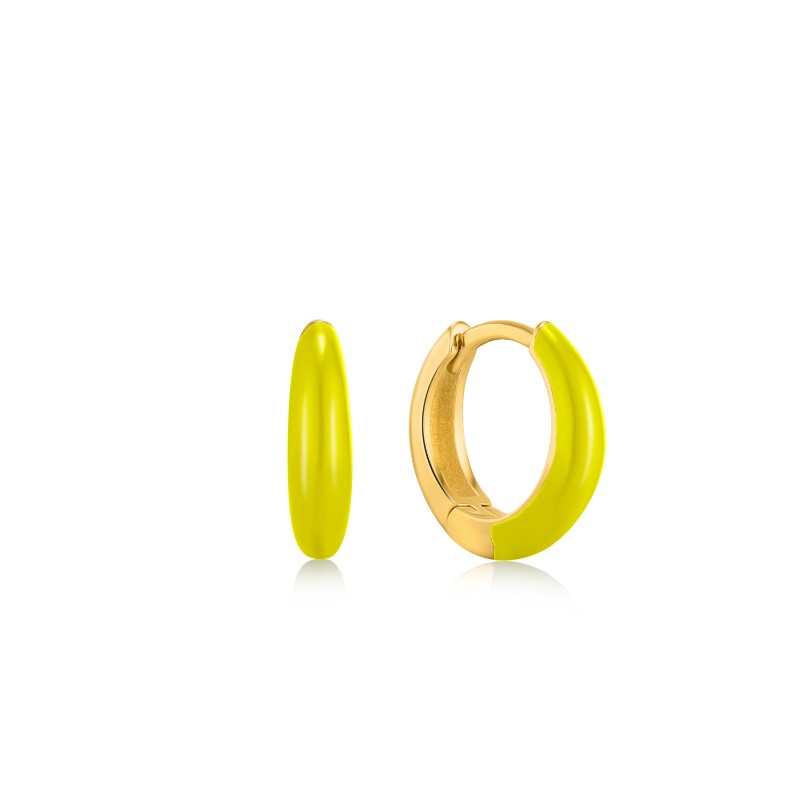 http://nfoxjewelers.bluestar-apps.com/upload/product/ANIA HAIE 14K GOLD PLATED ON STERLING SILVER NEON YELLOW ENAMEL SLICK HOOP EARRINGS