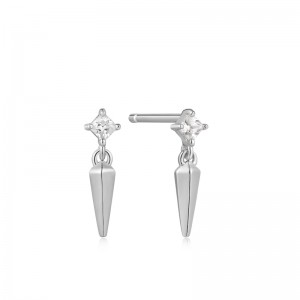 ANIA HAIE STERLING SILVER SPARKLE SPIKE STUD EARRINGS